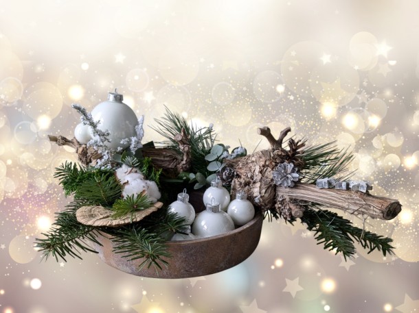 Kerststuk 'Fijne feestdagen'