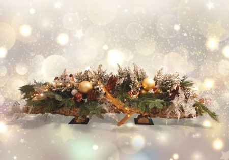 Luxe kerstarrangement op kurk