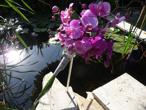 Bruidsboeket met Phalaenopsis en grassen