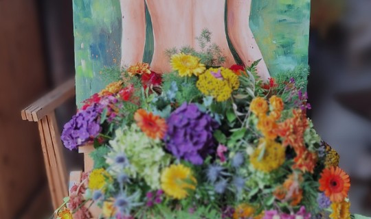 Levend schilderij; schilderkunst met bloemen